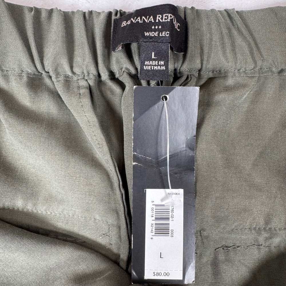 Banana Republic NWT Tencel Wide Leg Pants Large Steel Green 851760 Gray Highrise - Picture 3 of 11